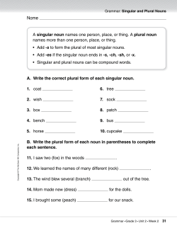 A. Write the correct plural form of each singular noun. A singular