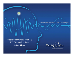 G H t A th George Hartman, Author, EXIT is NOT a Four Letter Word