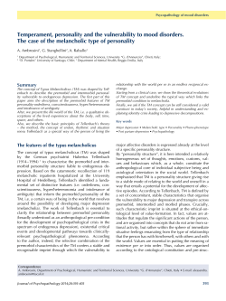 Temperament, personality and the vulnerability to mood disorders