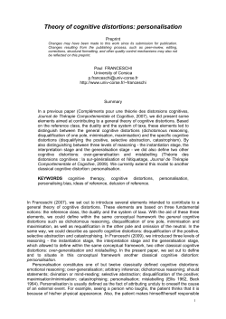 Theory of cognitive distortions: personalisation