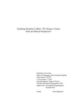 Teaching Suzanne Collins` The Hunger Games from an