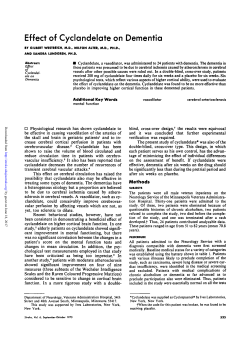 Effect of Cyclcmdelate on Dementia