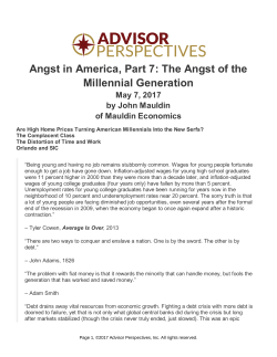Angst in America, Part 7: The Angst of the Millennial Generation May