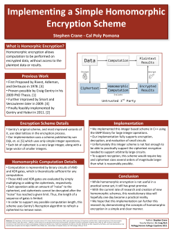 Implementing a Simple Homomorphic Encryption Scheme Stephen