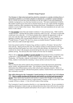 Proposed Schedule Changes