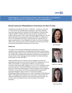Broad Contractor Whistleblower Protections Are Here To Stay