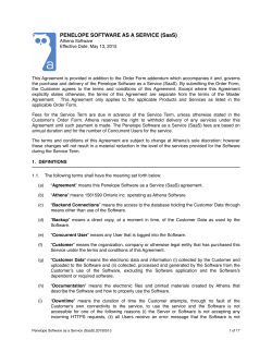 PENELOPE SOFTWARE AS A SERVICE (SaaS)