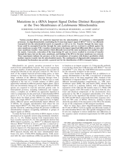 Mutations in a tRNA Import Signal Define Distinct Receptors at the