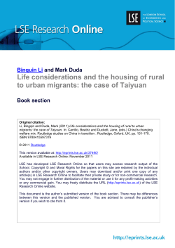 Life considerations and the housing of rural to urban migrants: the