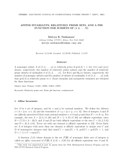 AFFINE INVARIANTS, RELATIVELY PRIME SETS, AND A PHI