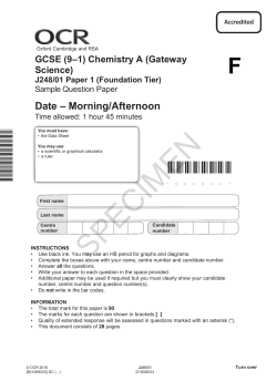 OCR GCSE (9&ndash;1) Chemistry A (Gateway Science) J248/01