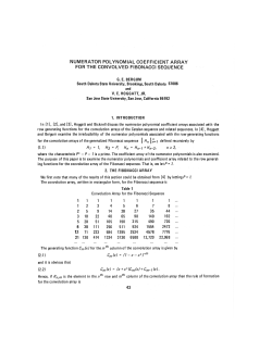 numerator polynomial coefficient array for the convolved fibonacci