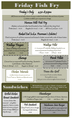 Friday Fish Fry - West Bend Lakes Golf Club