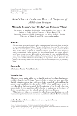 School Choice in London and Paris &ndash; A Comparison of Middle