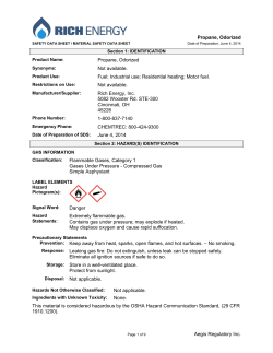 Propane, Odorized Aegis Regulatory Inc. Propane