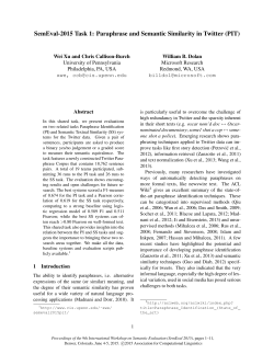 SemEval-2015 Task 1: Paraphrase and Semantic Similarity in