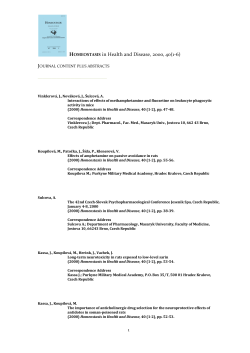 HOMEOSTASIS in Health and Disease, 2000, 40(1-6)