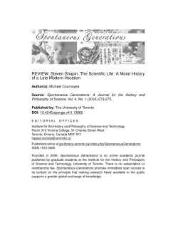 REVIEW: Steven Shapin, The Scientific Life: A Moral History of a