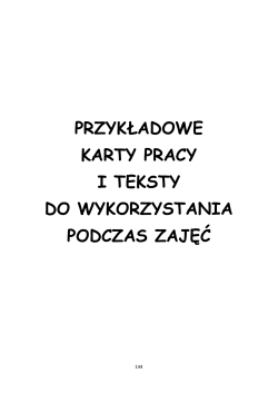 przykładowe karty pracy i teksty do wykorzystania podczas