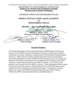 Design, Installation and Placement of Monitoring Wells