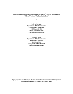 Social Stratification and Welfare Regimes for the 21 Century