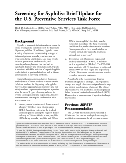 Screening for Syphilis: A Brief Update