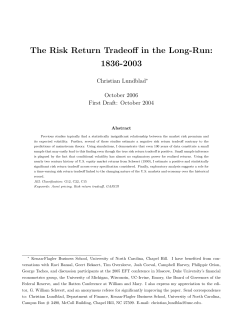 The Risk Return Tradeoff in the Long-Run: 1836 - UNC