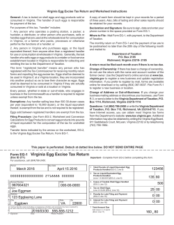 Form EG-1 Virginia Egg Excise Tax Return