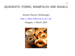 QUADRATIC FORMS, MANIFOLDS AND BAGELS