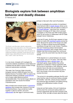 Biologists explore link between amphibian behavior and