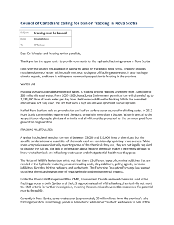 Council of Canadians calling for ban on fracking in Nova Scotia