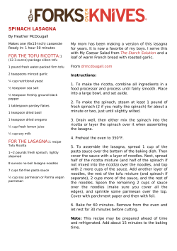 Spinach Lasagna - Forks Over Knives