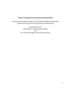 Chinese Foreign Direct Investment in the United States By: Yohsuke