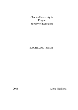 Charles University in Prague Faculty of Education BACHELOR
