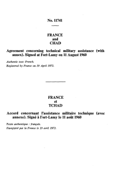 No. 11741 FRANCE and CHAD Agreement concerning technical