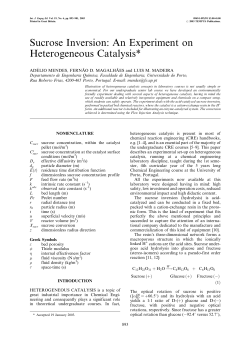 Sucrose Inversion: An Experiment on Heterogeneous Catalysis