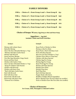 FAMILY DINNERS - Hong Kong Palace