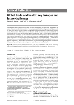Critical Reflection Global trade and health