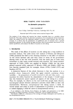 RISK TAKING AND TAXATION An alternative perspective SM