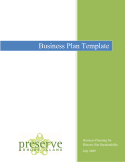 Business Plan Template - Cultural Heritage Tourism