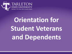 Orientation for Student Veterans and Dependents