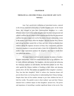 CHAPTER III Amy Tan`s novels are a collection of interrelated stories