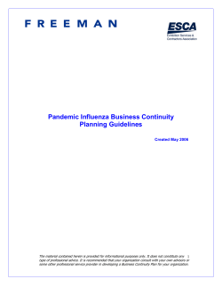 Pandemic Influenza Business Continuity Planning