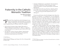 Fraternity in the Catholic Monastic Tradition - Purdue e-Pubs