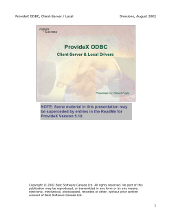 ProvideX ODBC - PVX Plus Technologies