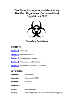 The Biological Agents and Genetically Modified Organisms
