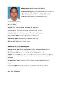 Name of Faculty/Staff: Mr. Silvanus Kuboka Shisia Designation/Rank