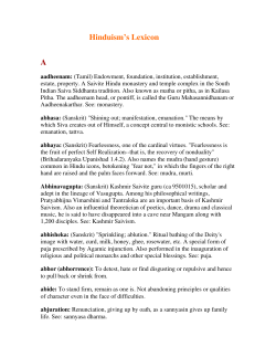 Hinduism`s Lexicon A - Hindu Temple of Greater Cincinnati