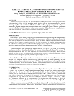 surface acoustic waves for concentrating solutes upon evaporation