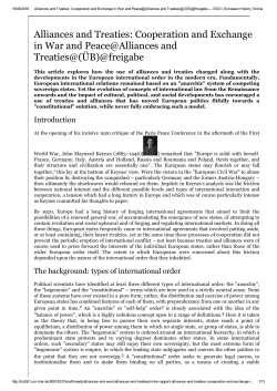 Alliances and Treaties: Cooperation and Exchange in War and